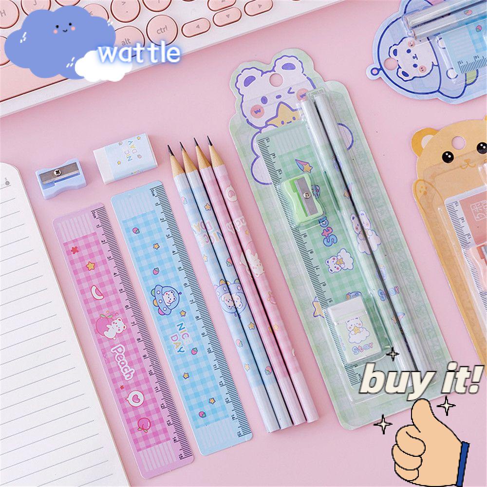 Bộ 5 Thước Kẻ Kèm Gôm Tẩy Tiện Dụng Cho Học Sinh