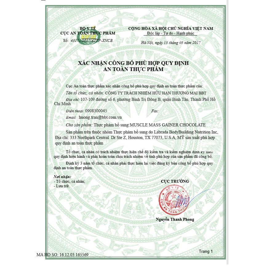 Muscle Mass Gainer 12Lbs Labrada - Sữa tăng cân dành cho người gầy Chính hãng giá tốt