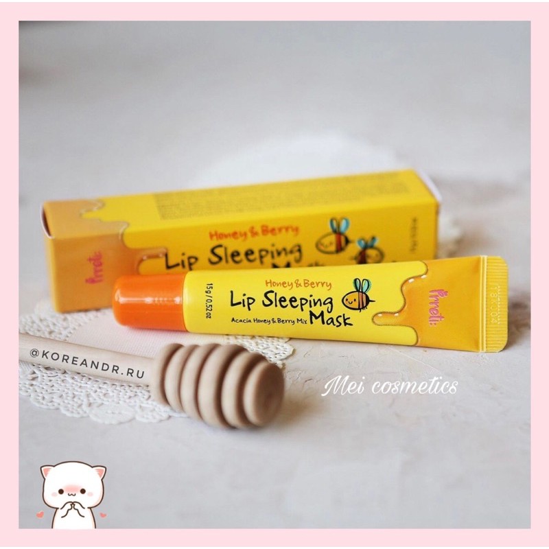 HONEY LIP SLEEPING MASK PRRETI- Mặt nạ ngủ môi + son dưỡng mật ong