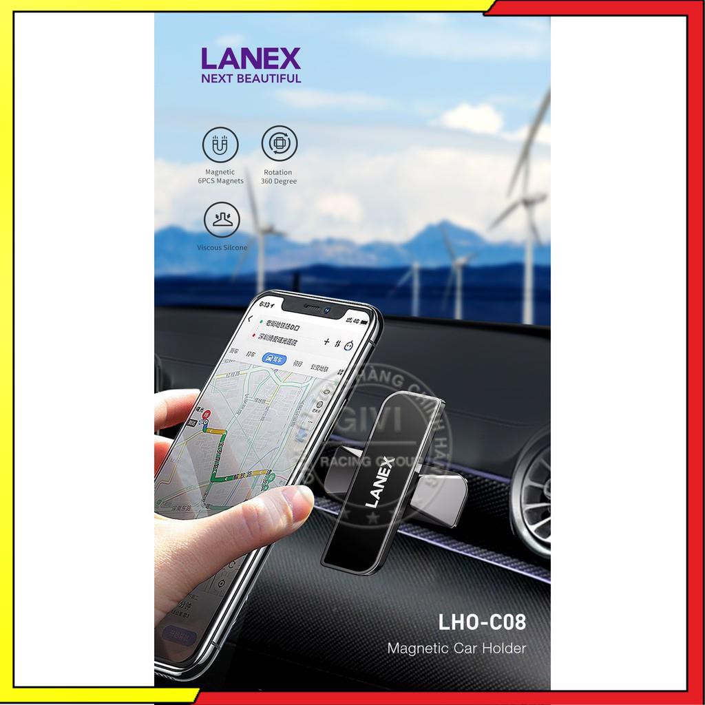 Giá đỡ điện thoại trên xe hơi LANEX LHO - C08 hợp kim nhôm cao cấp, dùng cho nhiều thiết bị