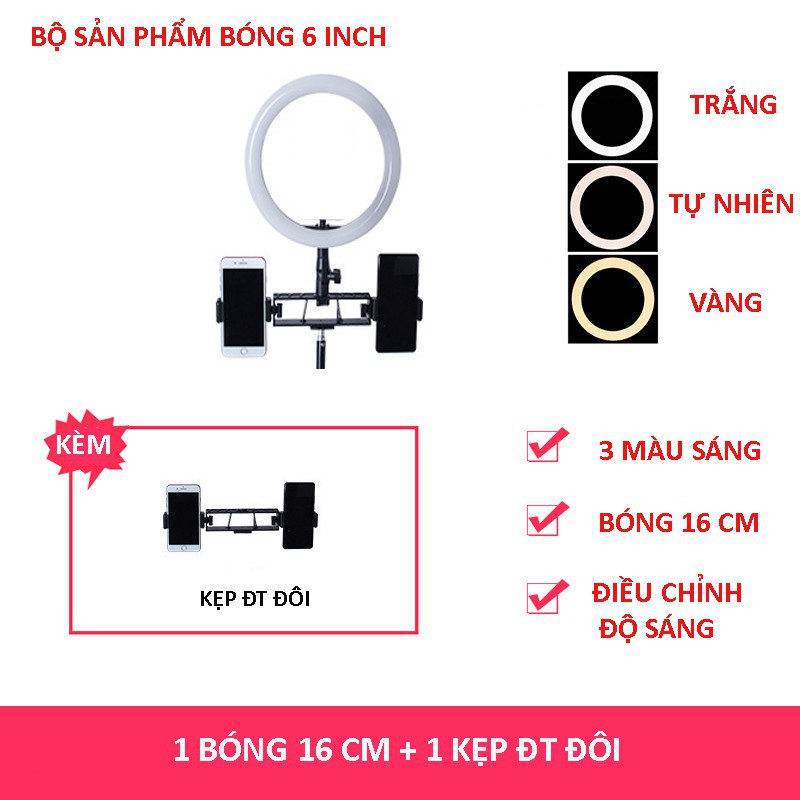 [Mã SPPP1SEP15K giảm 10% đơn 50K] Đèn tròn Livestream, Makeup, Trang Điểm đường kính 16/26cm 3 chế độ sáng