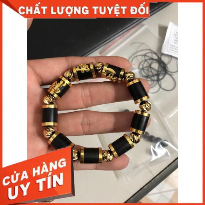 FreeShip- Vòng Tay Trầm Hương Indo Bọc Vàng Non - Đủ Size Nam 10mm 12mm