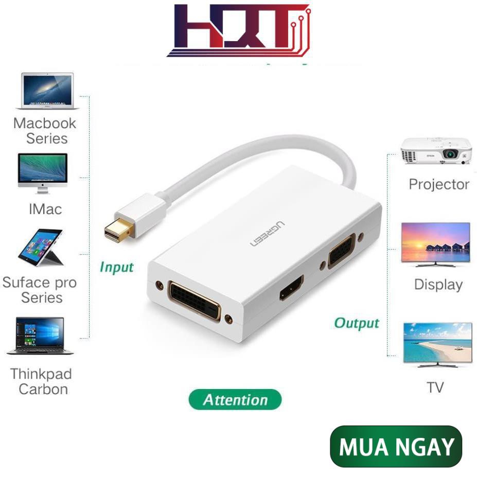 Bộ chuyển đổi Mini DisplayPort sang HDMI, DVI và VGA UGREEN MD114 Hàng Chính Hãng