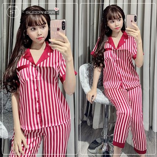 Đồ bộ pịama lụa tay ngắn quần dài