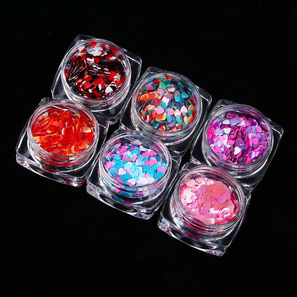 Hộp Sequin Hình Trái Tim Nhiều Màu Sắc Dùng Để Trang Trí Móng Nghệ Thuật