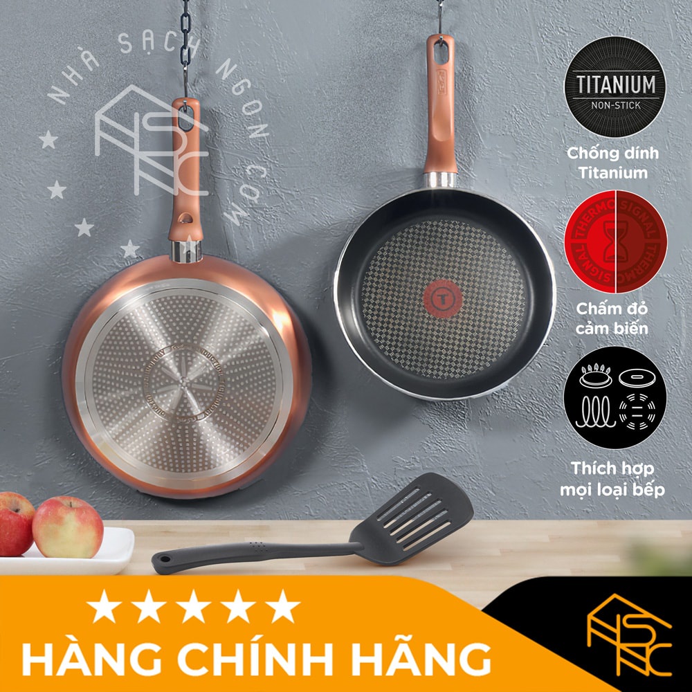 [Hộp quà] Combo chảo chống dính đáy từ Tefal Cook &amp; Shine 3 món (chảo chiên 24cm, chảo sâu 28cm, sạn)