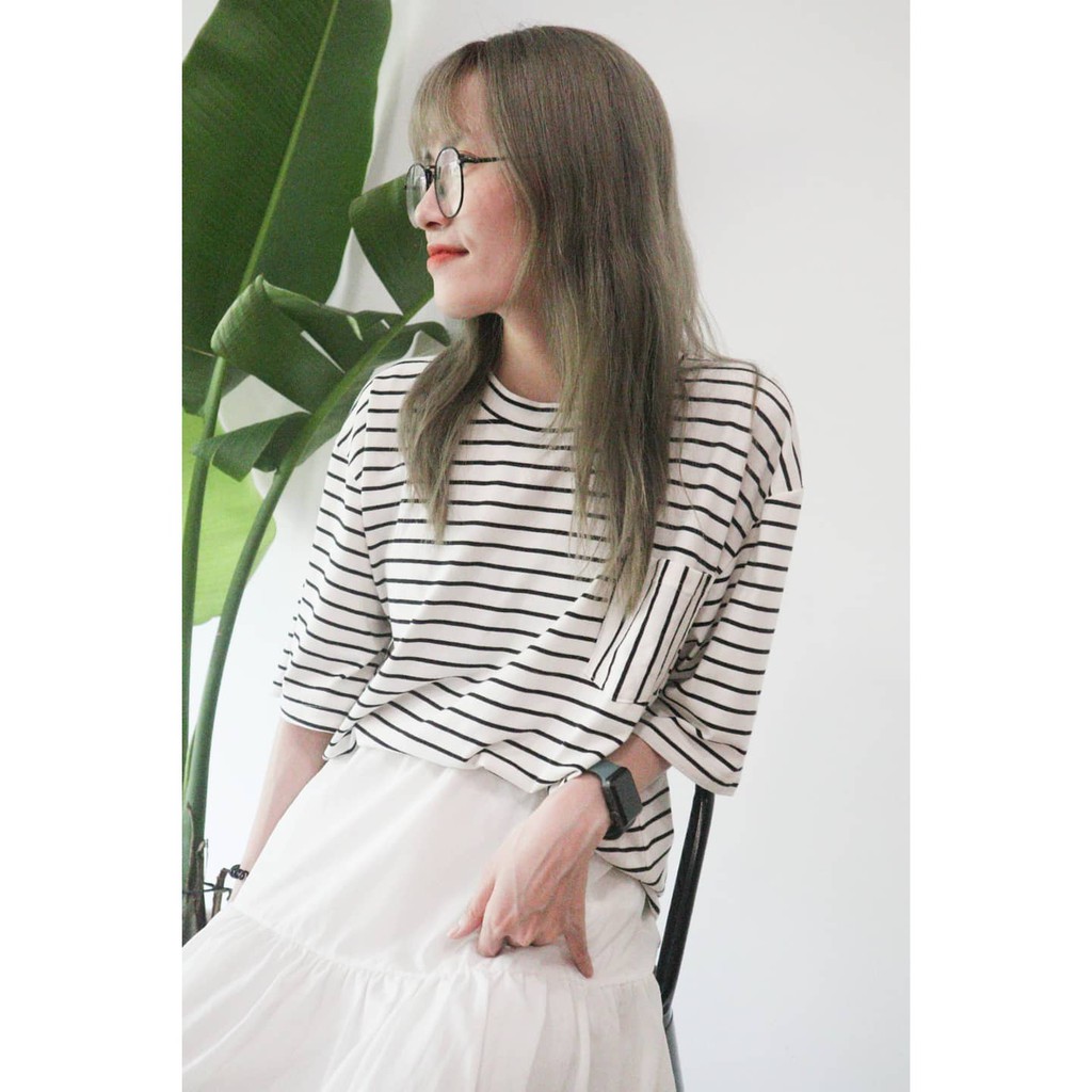 Áo thun cotton co giãn 4 chiều mẫu sọc và mẫu rằn ri DOKESI -  Stripy Stripe T-shirt & Camo T-shirt