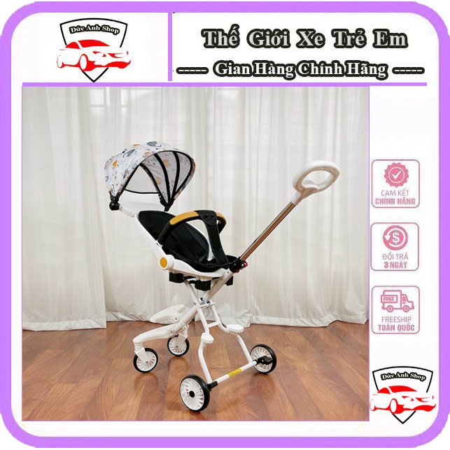 Xe đẩy gấp gọn ,xe đẩy em bé 2 chiều ghế ngả có đệm + mái M8,