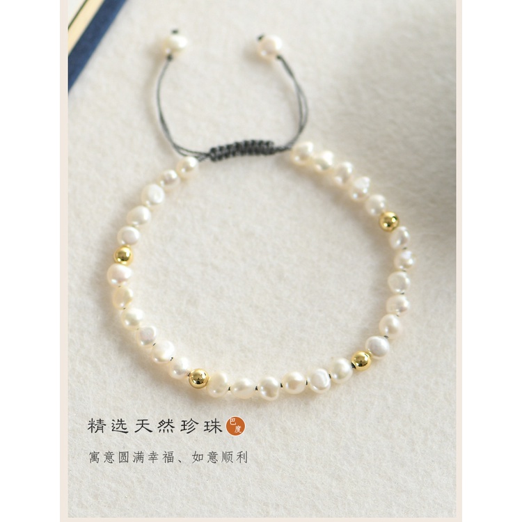 [Hàng Mới Về] Vòng Tay Đính Hạt Ngọc Trai Cảm Giác Chạm Cảm Giác Phong Cách Retro Mùa Hè Mới Cho Nữ