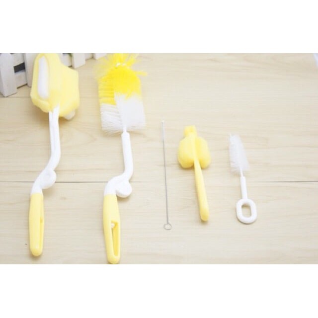 Bộ cọ bình sữa  𝑭𝒓𝒆𝒆𝒔𝒉𝒊𝒑  Bộ cọ rửa bình sữa và núm ty 4 chi tiết MOONSHIP VÀNG