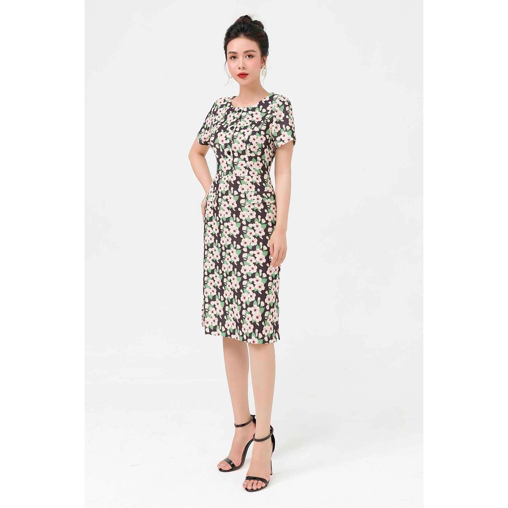 Đầm Ôm LAMER Nẹp Khuy Tay Cộc L63F21H012
