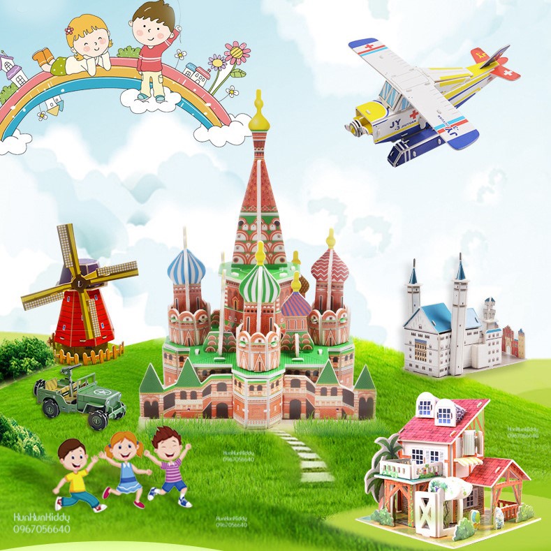 Đồ chơi nhà mô hình 3D bằng xốp cho bé