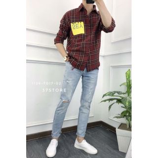 Áo sơ mi nam ca rô bụi bặm