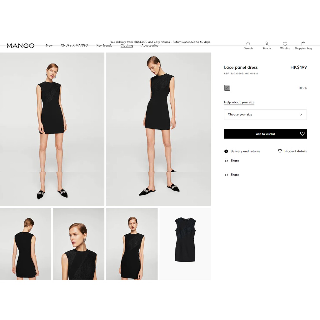 Đầm Mango phối ren công sở 21030565 fulltag