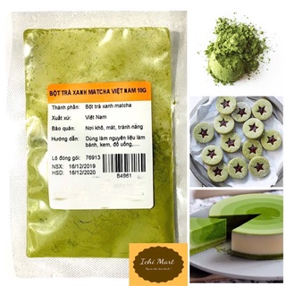 Bột trà xanh matcha Việt Nam 10g,Bột phẩm màu thiên nhiên,Bột màu xanh lá