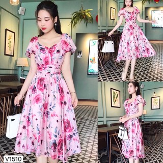 Đầm xoè hoa hồng tiểu thư🌸