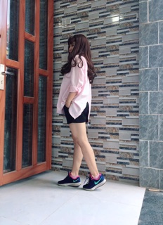 Áo Sơ mi oversize thêu cute hồng