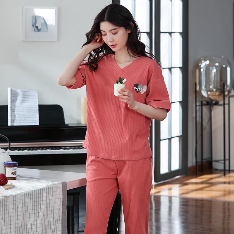SH626 Bộ mặc nhà nữ quần lửng thun cotton cao cấp hàng nhập