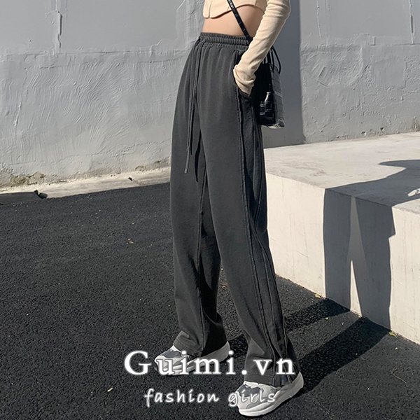 Quần ống rộng Lưng Cao Xẻ Tà Thời Trang Cho Nữ