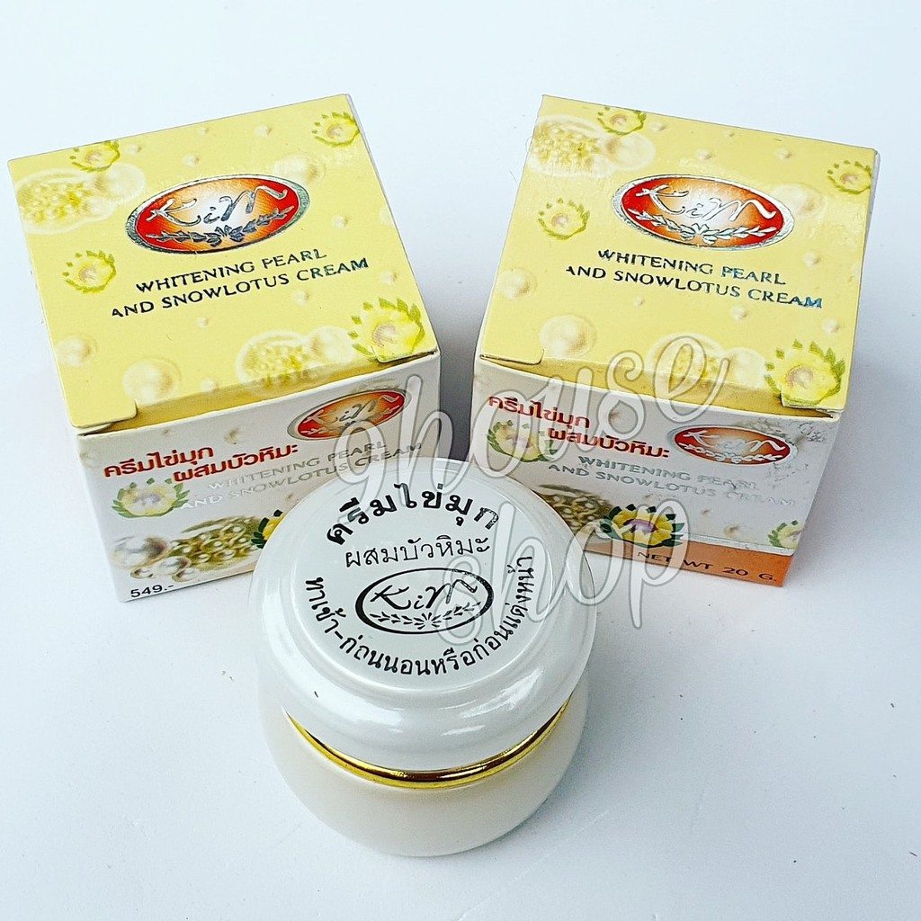 01 Hủ Kem Kim TRẮNG Whitening Pearl & Snowlotus Cream Thái Lan 20gram (Bột Ngọc Trai & Hoa Sen Tuyết)