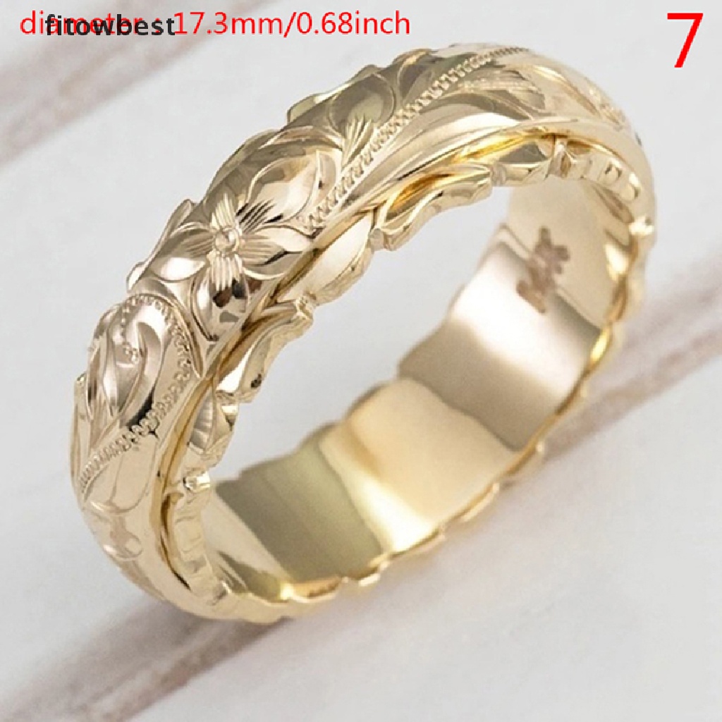 Nhẫn Mạ Vàng 14k Chạm Khắc Hoa Văn Tinh Tế Cho Nữ