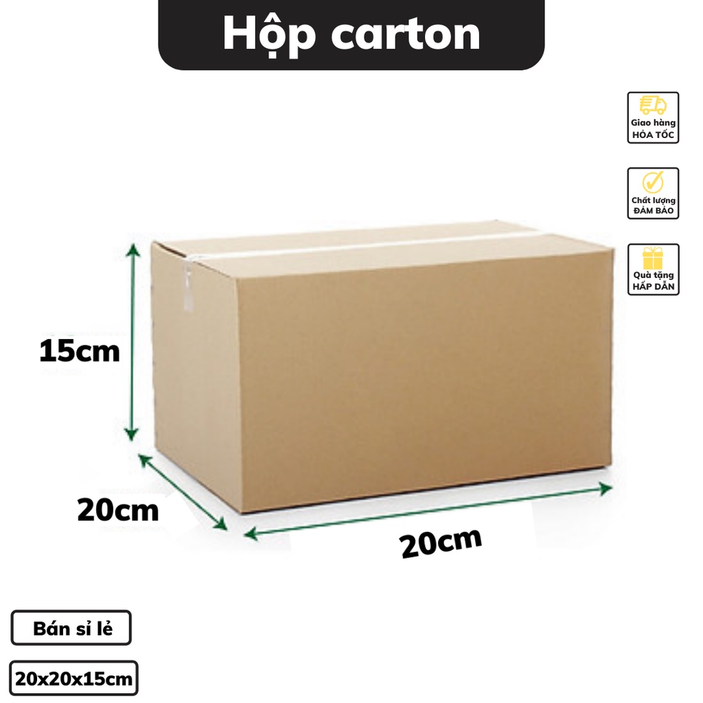 Hộp carton thùng đóng hàng 20 x 20 x15 cm bìa dày 3 lớp thiết kế dày dặn chắc chắn có nhiều kích cỡ bán sỉ lẻ