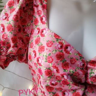 🌺DTB203122341 ĐẦM MIDI HOA CỔ U🌺