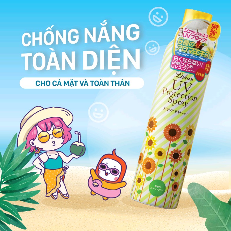 (Chuẩn Aut) Xịt Khoáng Chống Nắng Lishan UV Protection Spray Nhật Bản SPF 50+ PA++++ 230g | BigBuy360 - bigbuy360.vn
