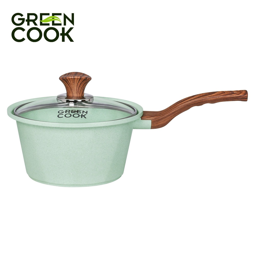 Nồi đúc chống dính đáy từ men đá Green Cook xanh ngọc công nghệ Hàn Quốc (18-20-24cm) - Hàng chính hãng