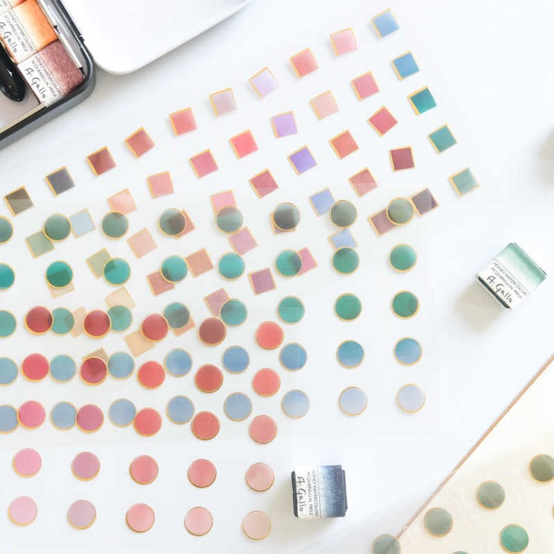 Combo 02 miếng dot sticker dán sổ chấm tròn có ánh nhủ dùng dán trang trí sketchbook/ tập vở/ nhật ký - VP028