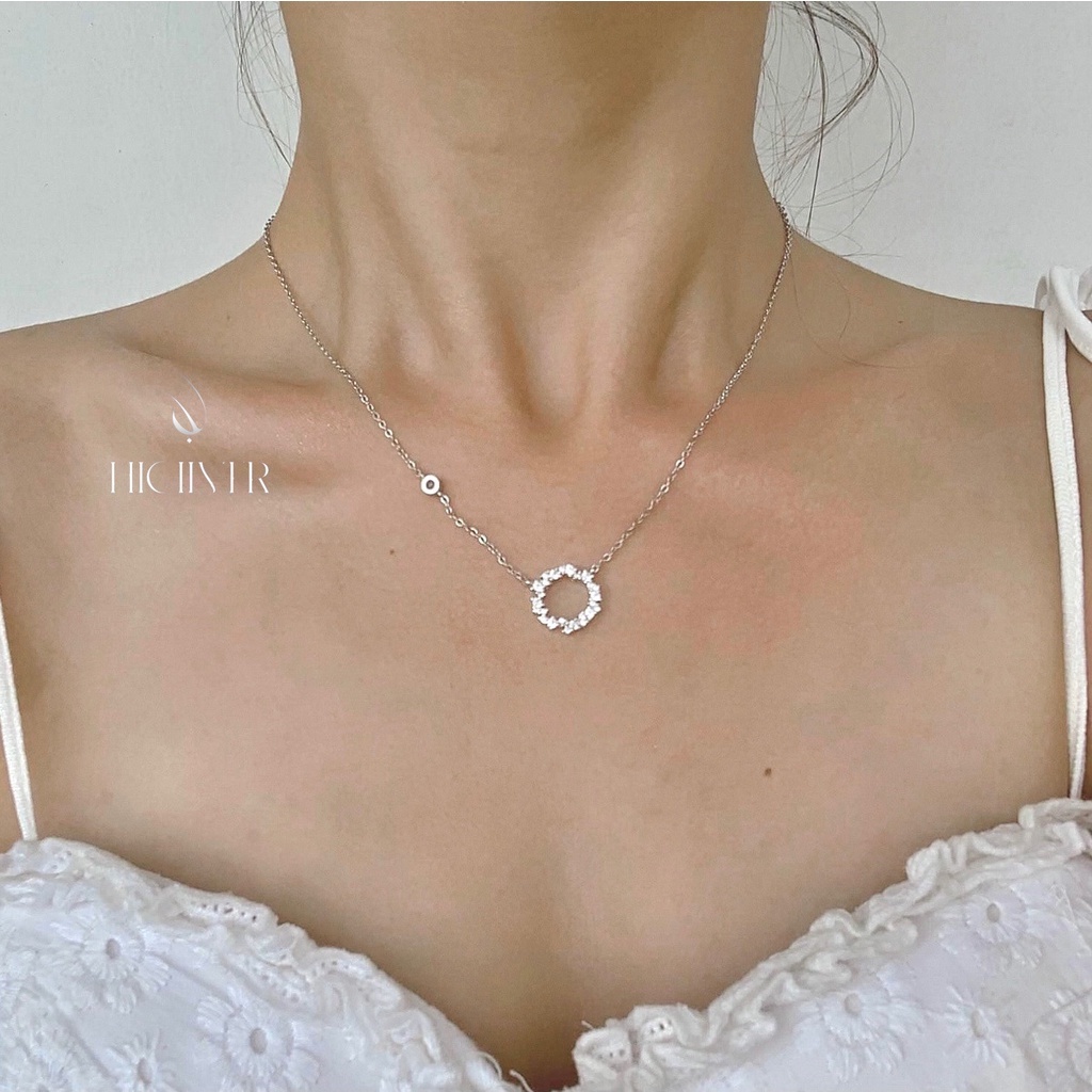 Dây chuyền bạc nữ Hicilver, dây chuyền huyền thoại biển xanh đính đá sang trọng C04