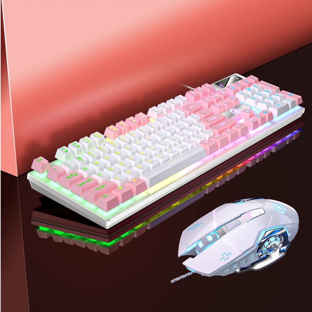 Combo Bàn Phím Kèm Chuột Gaming Có Dây Giả Cơ YINOIAO K500 Và G15 LED Xuyên Chữ Cao Cấp Mix Màu Cực Trendy-THMODERN