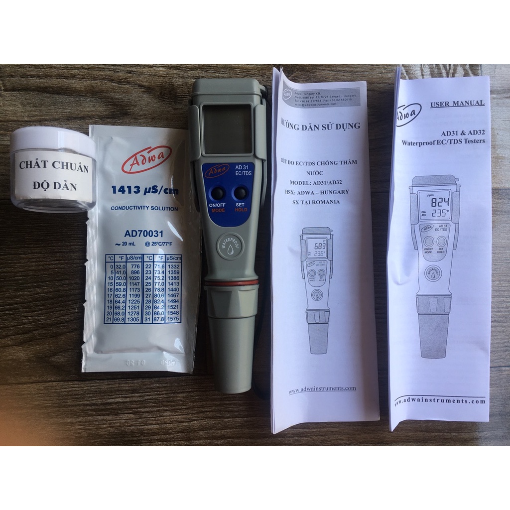Máy đo độ dẫn EC/TDS ADWA AD31 chính hãng chống thấm nước xuất xứ Romania