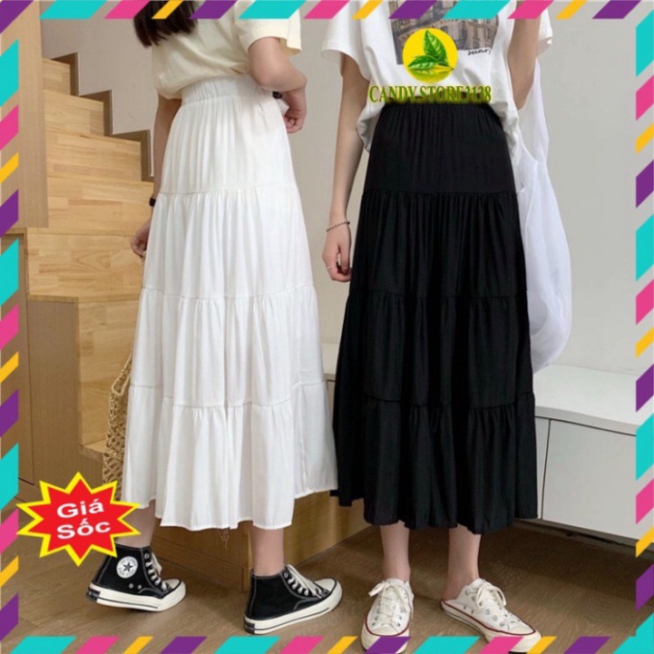 Chân váy dài Ulzzang xếp ly chữ A thời trang Hàn Quốc- Chân váy dài Bigsize qua gối xòe dáng tiểu thư .Candy.store3138 | BigBuy360 - bigbuy360.vn
