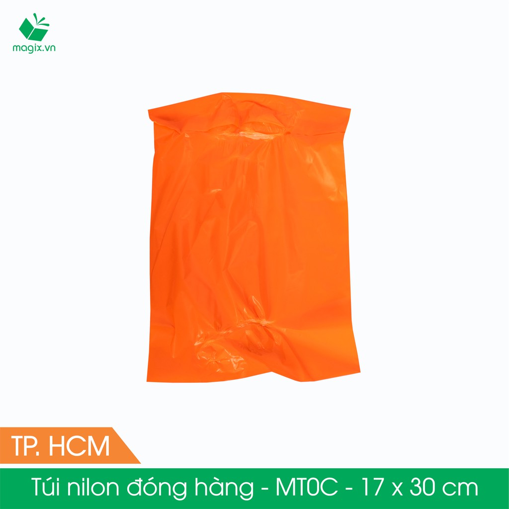 MT0C - 17x30 cm - Túi nilon gói hàng - 500 túi niêm phong đóng hàng màu cam