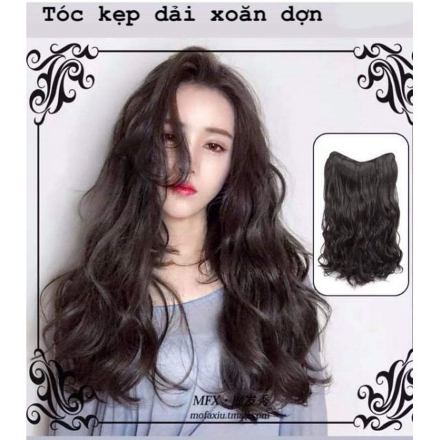 Tóc giả nữ kẹp ❤️❤️ FREESHIP ❤️❤️ kẹp dải xoăn dài 60cm kèm ảnh thật