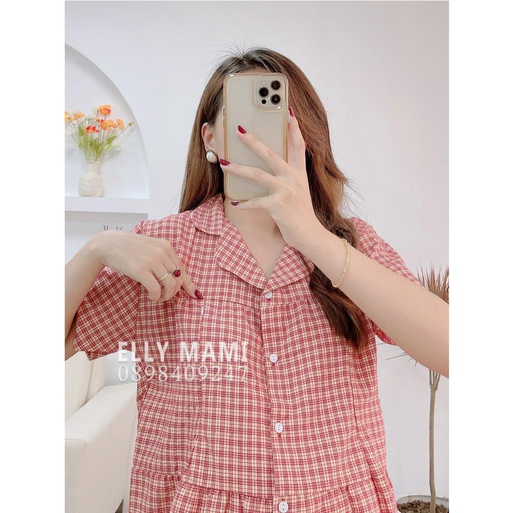 ( 40kg - 85kg ) Đồ Bộ Bầu và Sau Sinh Nhiều Màu Pijama Lửng , Caro Cổ Vest , Form Dễ Mặc , Siêu Mát Nhẹ Tênh
