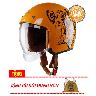 Nón bảo hiểm 3/4 kính âm Royal M139 V7 Bóng (tặng balo rút)