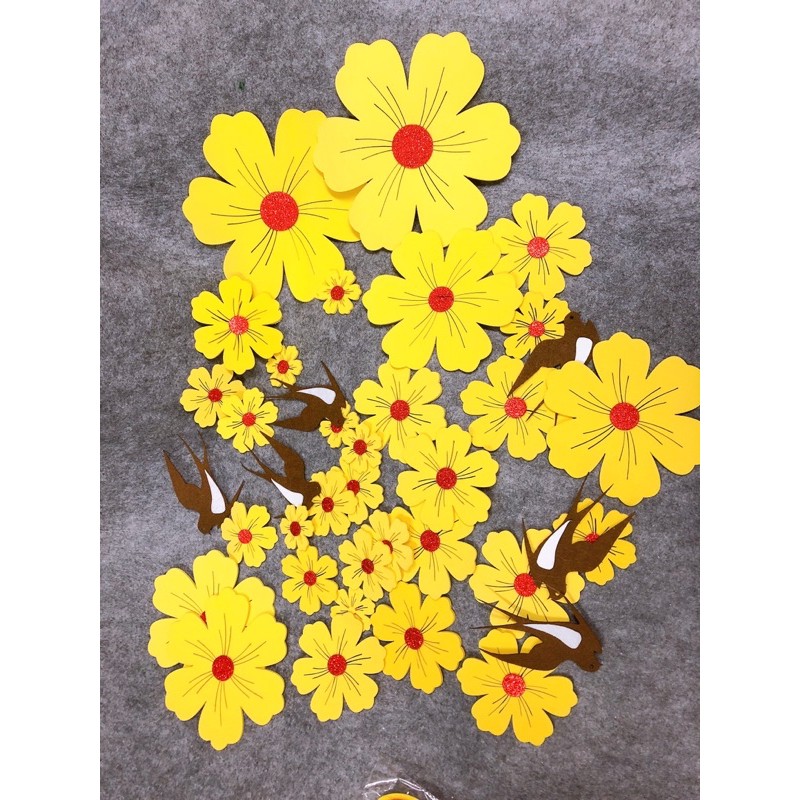 Sét hoa mai ,chim én,chữ Chúc Mừng Năm Mới dán tường(tặng kèm băng dính 2 mặt) - HN3