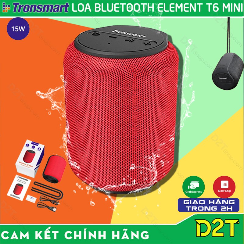 Tronsmart Element T6 Mini  | CHÍNH HÃNG | Loa Bluetooth 5.0 ngoài trời chống thấm nước IPX6 15W chơi nhạc lên tới 24 giờ