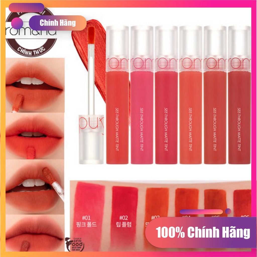 Son Kem Lì Siêu Mịn Romand See Through Matte Tint 3.8g