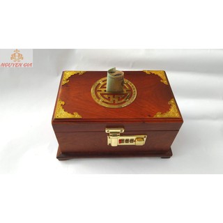Hộp đựng tiền tiết kiệm bằng gỗ chữ Thọ có khóa số