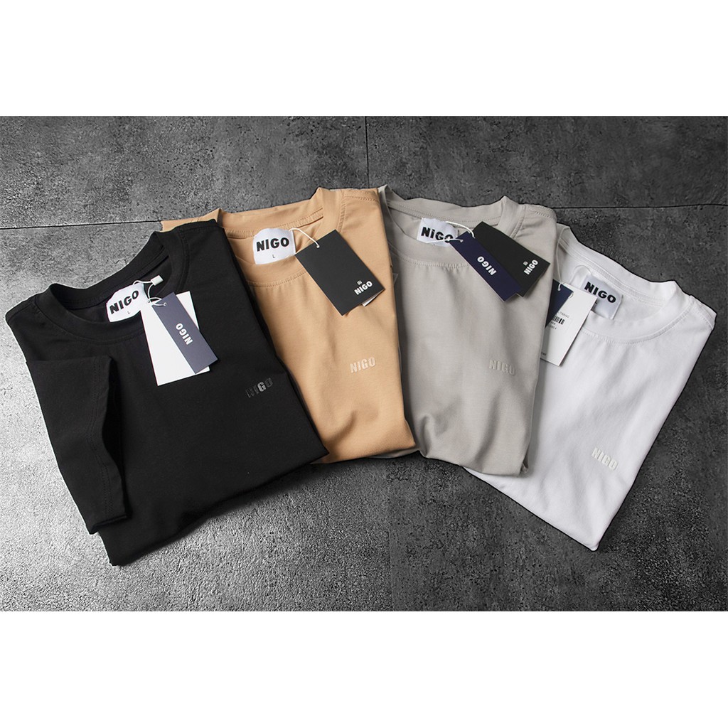 Áo thun trơn trắng đen nam form regular