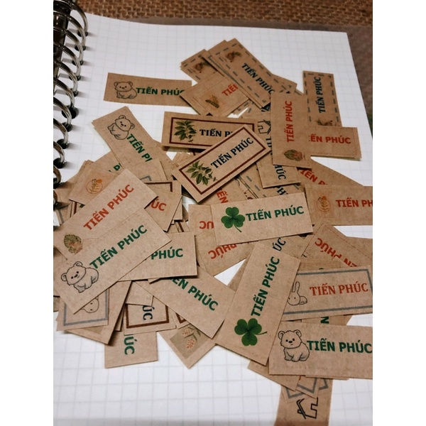 70 nhãn kraft nâu IN TÊN làm sticker trang trí bullet journal, name tag, planner