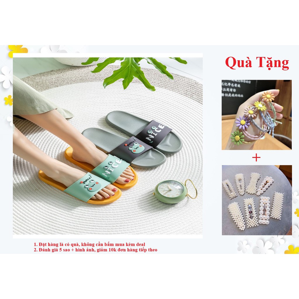 Dép Cao Su Nữ Hình Ếch 3D Siêu Dễ Thương, Dép Lê Quai Ngang Họa Tiết Nổi
