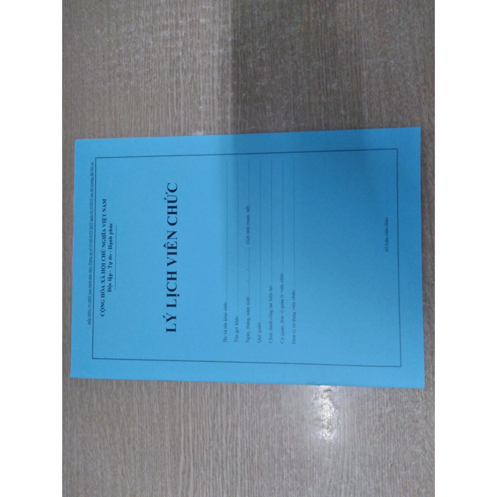 3 quyển lý lịch viên chức Mẫu HS01-VC/BNV chuẩn thông tư số 07/2019/TT-BNV ngày 01/6/2019 của Bộ Nội Vụ