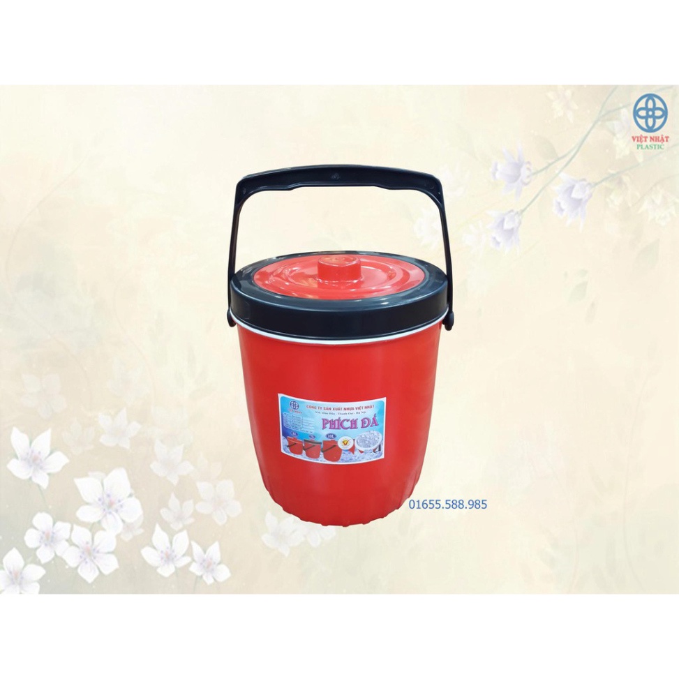 thùng đá giữ nhiệt hình trụ tròn, phích đá giữ nhiệt có quai xách
