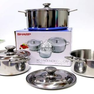 SALE_Bộ 3 xoong, nồi Sharp cao cấp.