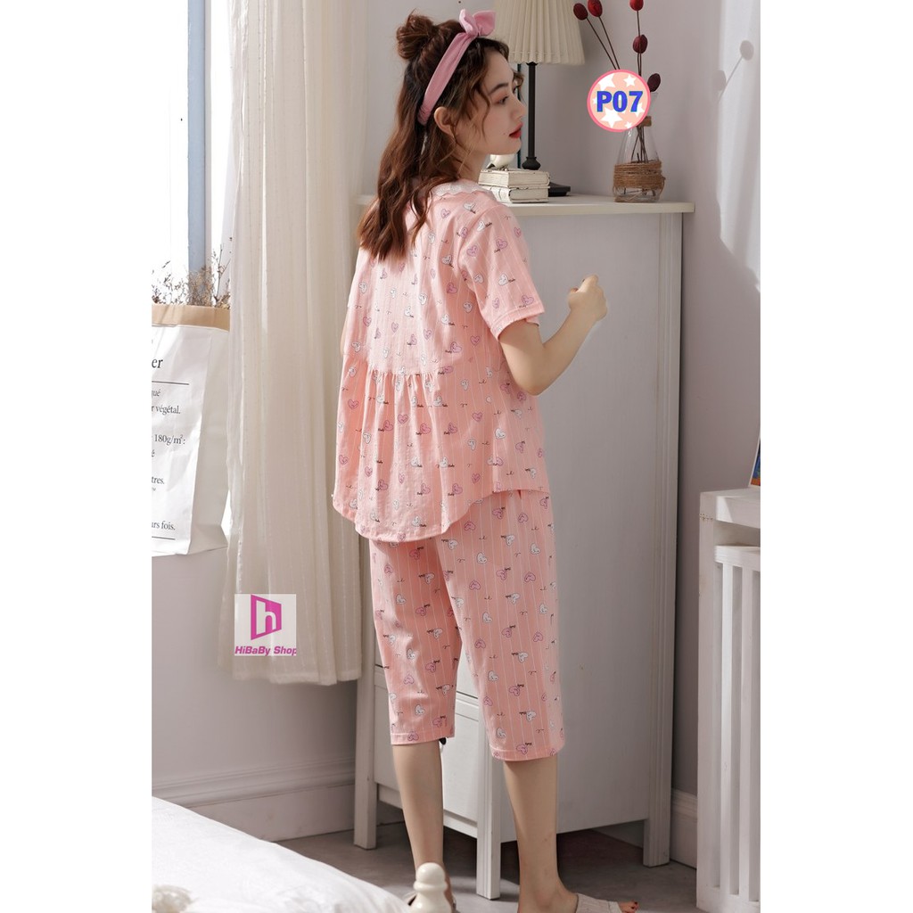 Pijama Bầu, Sau sinh Lửng P08 Có Thiết Kế Cho Bé Ti