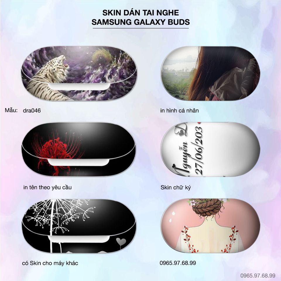 Skin dán tai nghe Samsung Galaxy Buds in hình rồng và hổ - dra047
